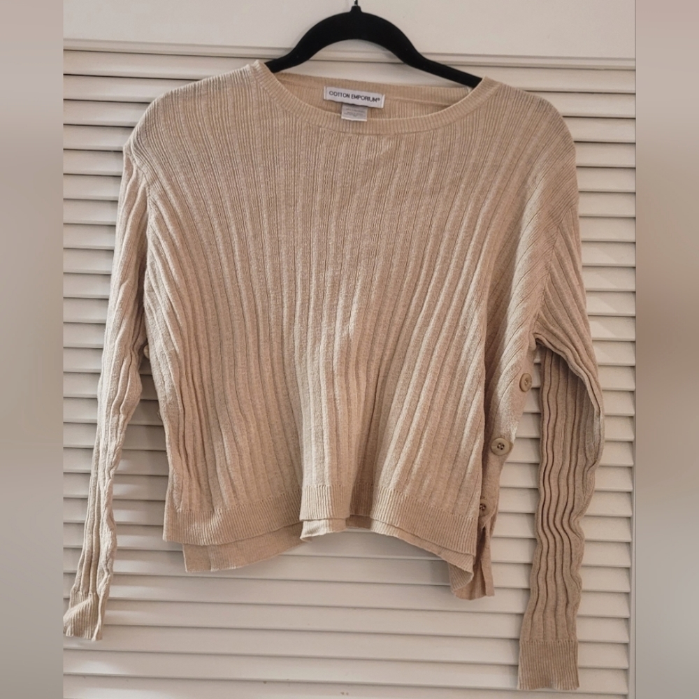 Cotton Emporium Beige Ribbed Sweater